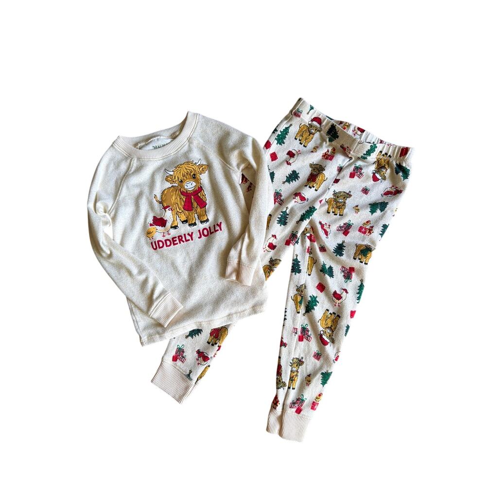 Highland Cow and Chicken Print Christmas Pajamas size 4T Magical Season